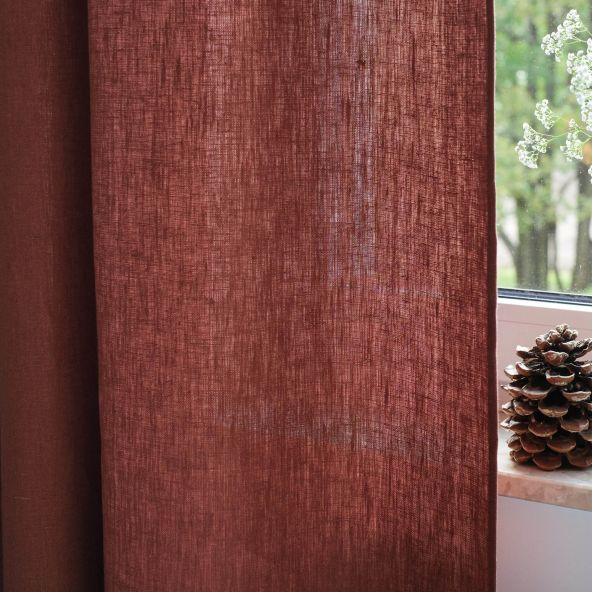 Terracotta Linen Fabric Lesna