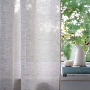 Natur Beige Linen Voile Plisa