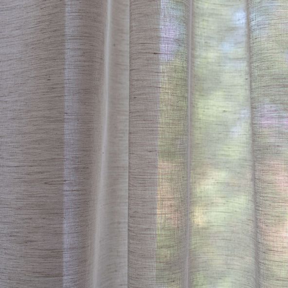 Natur Beige Linen Voile Plisa