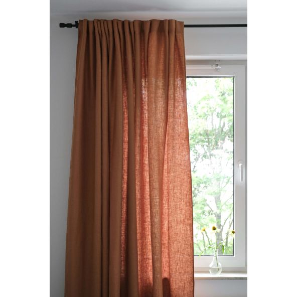 Leinenvorhang Terrakotta Satin