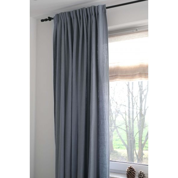 Leinenvorhang Grau Blau Satin
