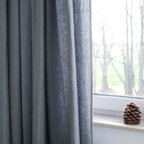 Leinenvorhang Grau Blau Satin