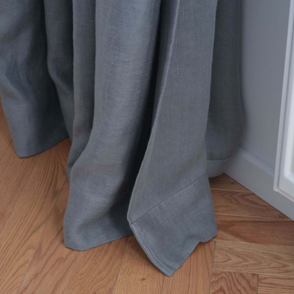Leinenvorhang Grau Blau Satin