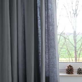 Grey Blue Satin Linen Curtain