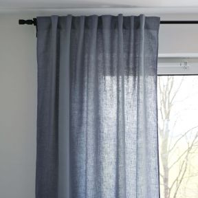 Leinenstoff Satin Blau Welna 