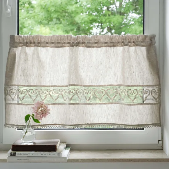 Landhaus Scheibengardinen Leinen Angara Beige