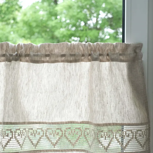 Landhaus Scheibengardinen Leinen Angara Beige