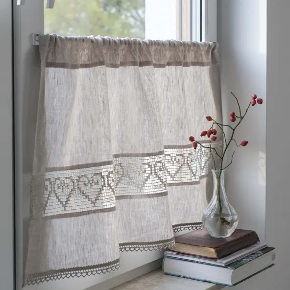 Landhaus Scheibengardinen Leinen Angara Beige