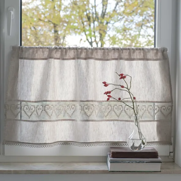 Landhaus Scheibengardinen Leinen Angara Beige