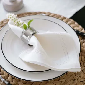 Set de 2 Serviettes en Lin Blanc avec Ourlet