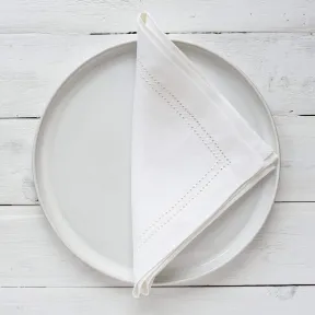 Set de 2 Serviettes en Lin Blanc avec Ourlet