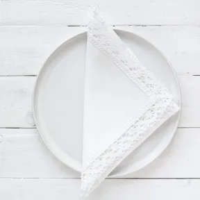 Serviette en Lin Blanc avec Dentelle Lava