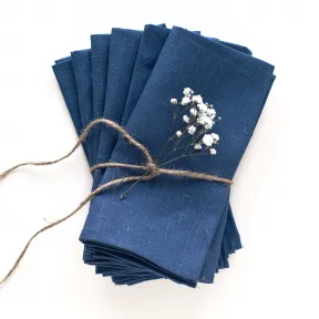 Set de 6 Serviettes de Table en Lin Bleu Foncé Lesna