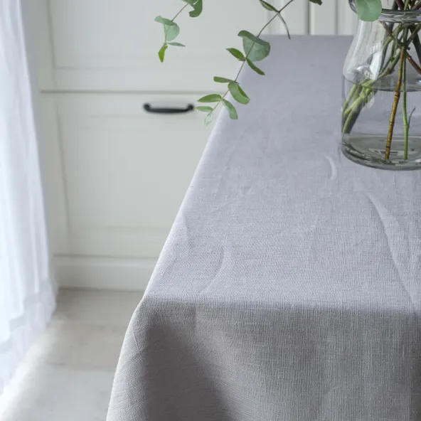 Nappe Lin Gris Clair Lesna sur Mesure