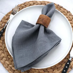 Set of 6 Linen Cloht Napkins Dark Grey Lesna