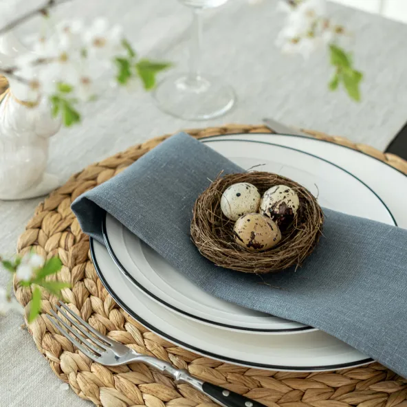 Set of 6 Linen Cloht Napkins Blue Lesna