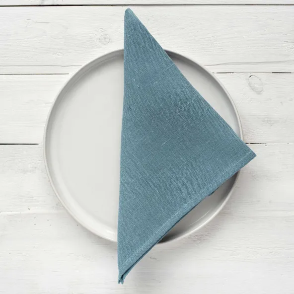 Set of 6 Linen Cloht Napkins Blue Lesna