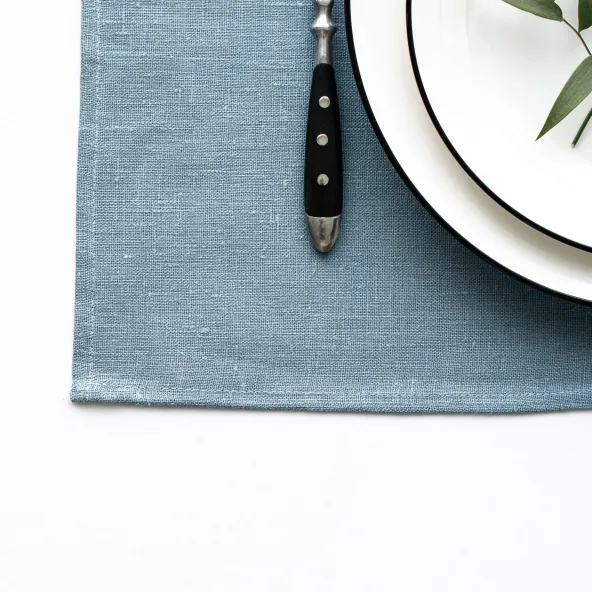 Set de 4 sets de table en lin Lesna Gris Bleu