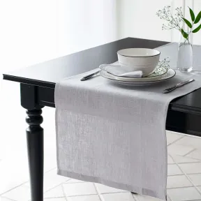 Chemin de table en lin Lesna Gris Argent