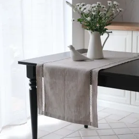 Chemin de Table en Lin avec Dentelle Liguria Naturel 