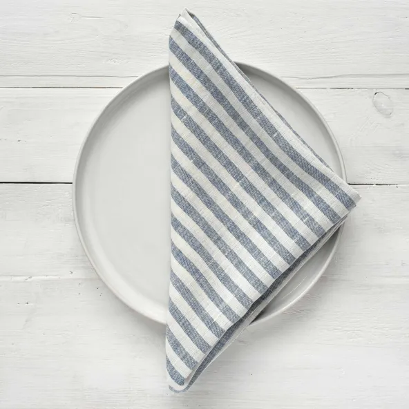 Linen Napkin Striped Blue Malina