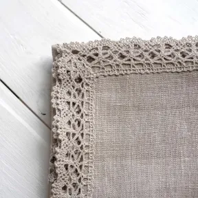 Serviette en Lin Naturel avec Dentelle Otava