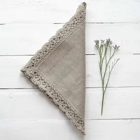 Serviette en Lin Naturel avec Dentelle Otava