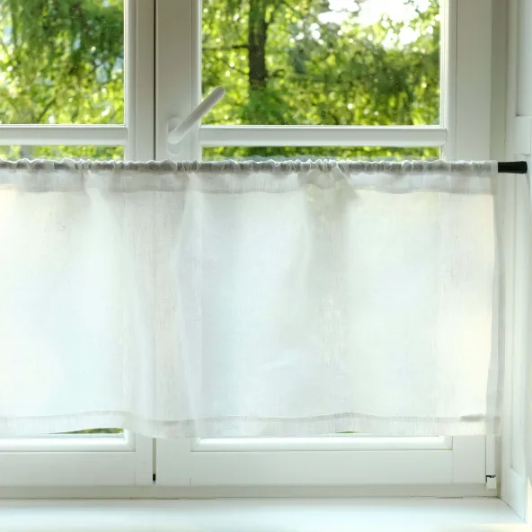 Leinen Scheibengardine Transparent Prosna Weiß