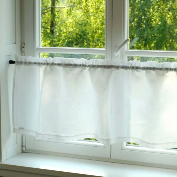 Leinen Scheibengardine Transparent Prosna Weiß