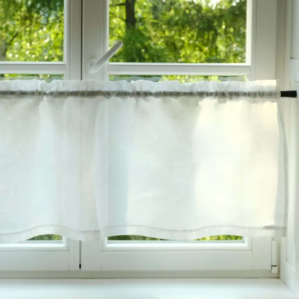 Leinen Scheibengardine Transparent Prosna Weiß